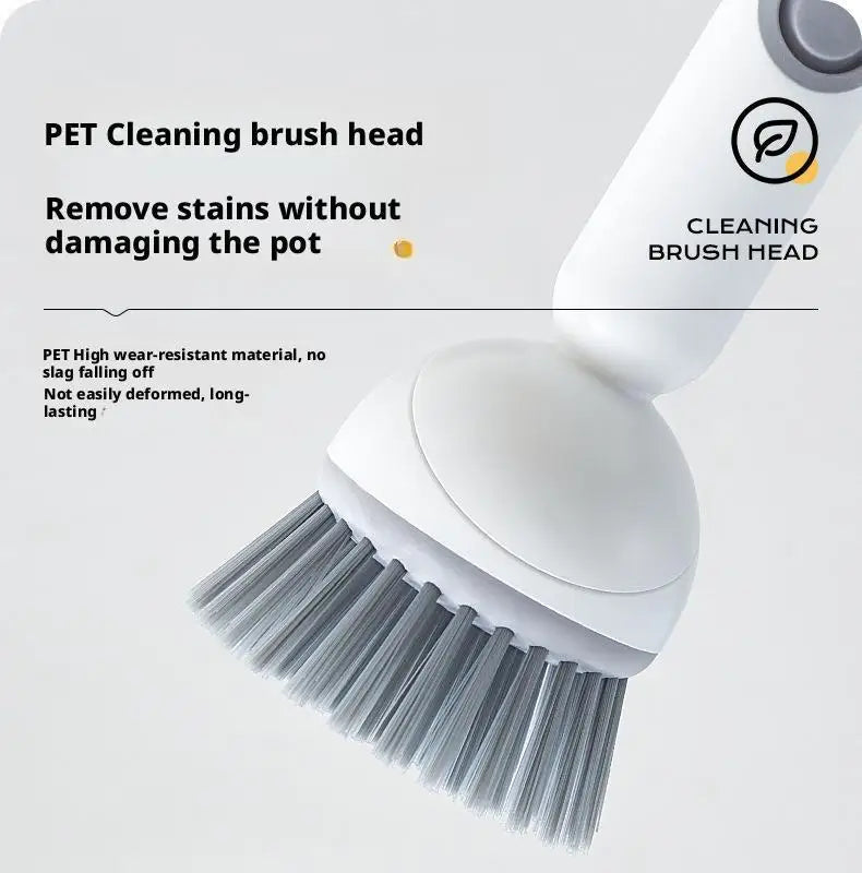 Kitchen Pot Brush for Home Use Long Handle Rotating Dish Washing Scrubber with Liquid Dispenser Bowl Pans Brush Cleaning Tools