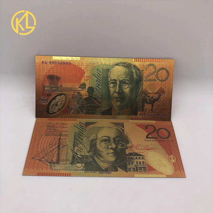 8 Designs  Australia 100 Dollar Gold Banknote Plated Colorful AUD100 Dollar Gold Foil Banknote Currency Collection