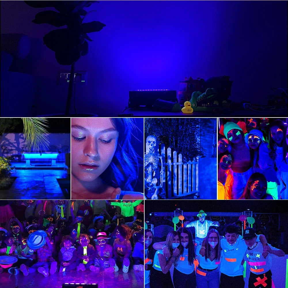 UV Flood Light AC 220V 50W 100W LED Stage Blacklight Ultraviolet Flood Effect Light for Halloween Xmas Dance DJ Disco Party Bar