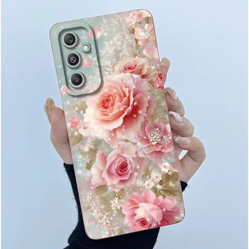 For Samsung Galaxy M34 M35 5G F34 5G Simplicity Flowers Liquid Shockproof Silicone Soft Phone Cover For SamsungM34 5G Case