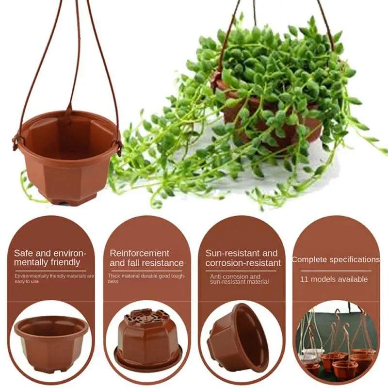 Hanging Flowerpot Plastic Flower Pot Succulent Planter Orchid Hanging Pot For Balcony Garden Planting Supplies 9.8cm