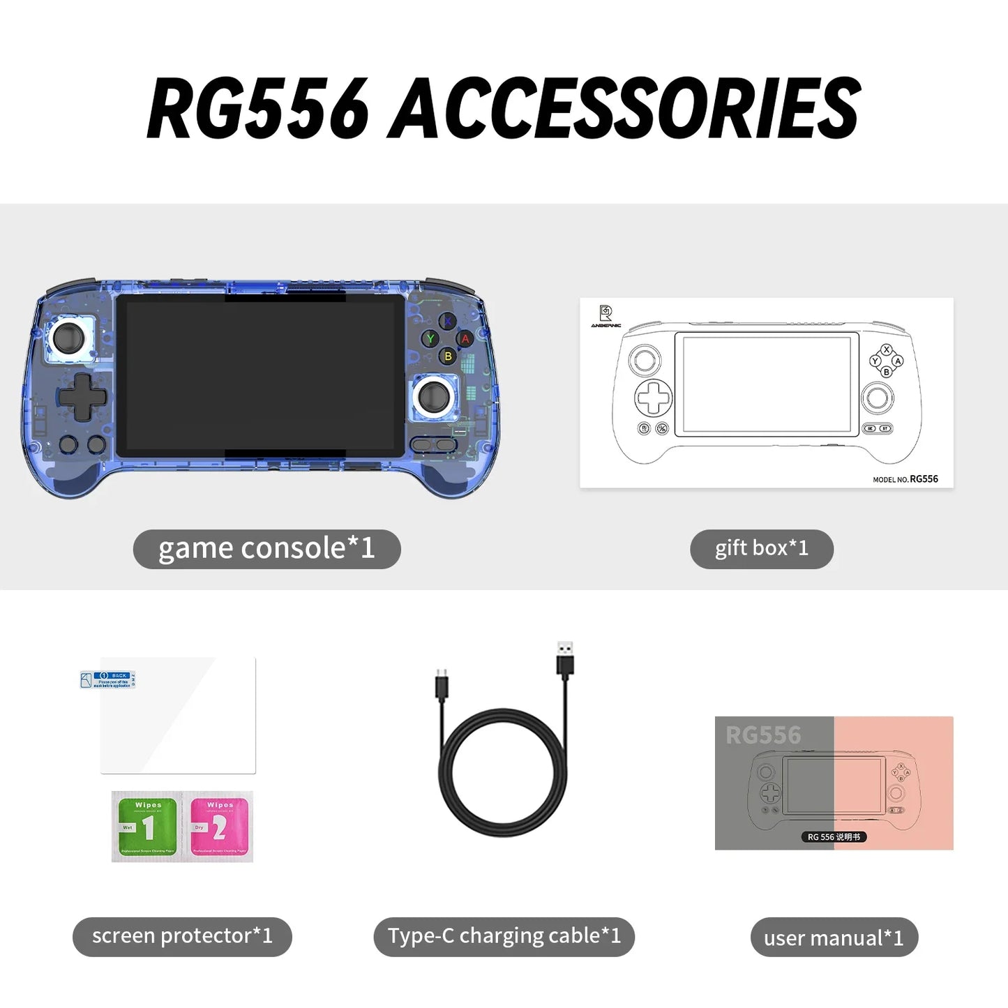 ANBERNIC RG556 Handheld Game Console 5.48'' AMOLED Screen Android System 5500mAH Battery Bluetooth5.0 Portable Video Game Player