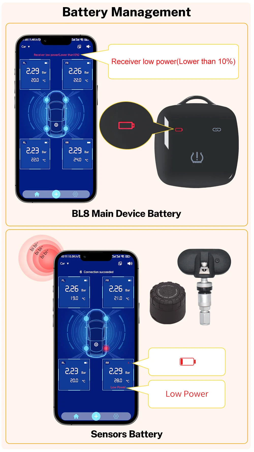 Deelife Car TPMS for Android iOS Tire Pressure Monitoring Control System 4-5 Wheel Tyre Sensor Bluetooth-compatible BLE TMPS