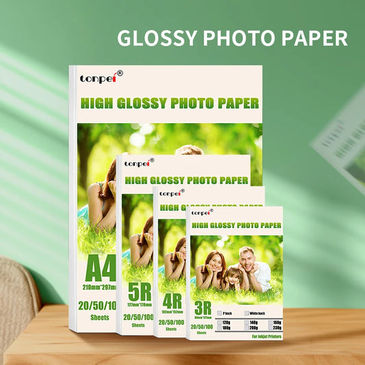 Multi Specification High Gloss Photo Paper 3R 4R 5R A4 Photo Printing Paper Inkjet Printer 180G Glossy Single-Sided Photo Paper