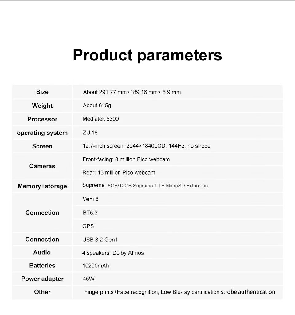 Lenovo XIAOXIN Pad Pro12.7 2025 Entertainment Office Learning Game Tablet Super Interconnection Tianji 8300 2.9k 144Hz Gray