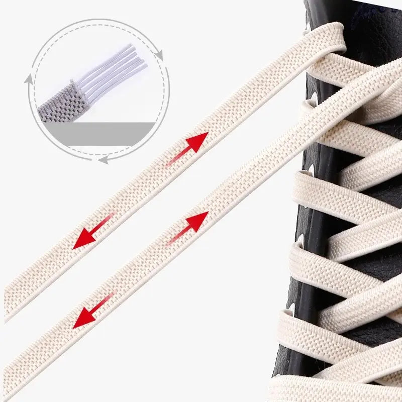 Elastic Flat Shoelaces No Tie Shoe Laces Outdoor Leisure Sneakers Quick Safety Flat Shoe Lace Kids and Adult Unisex Lazy Laces