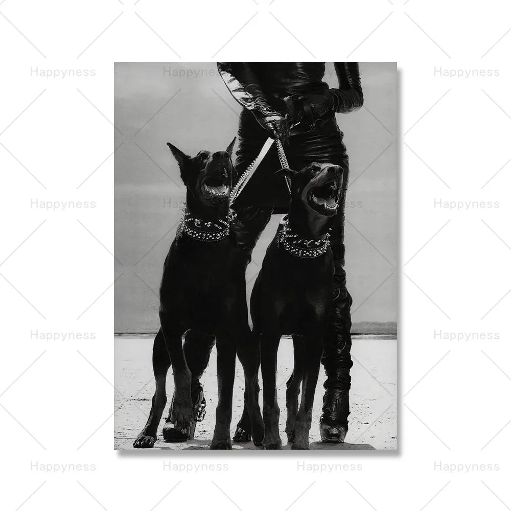 Fashion Sexy Women Wall Art Poster Leopard Dog Art Print Luxury Brand Car Canvas Painting Modern Pictures Living Room Home Decor