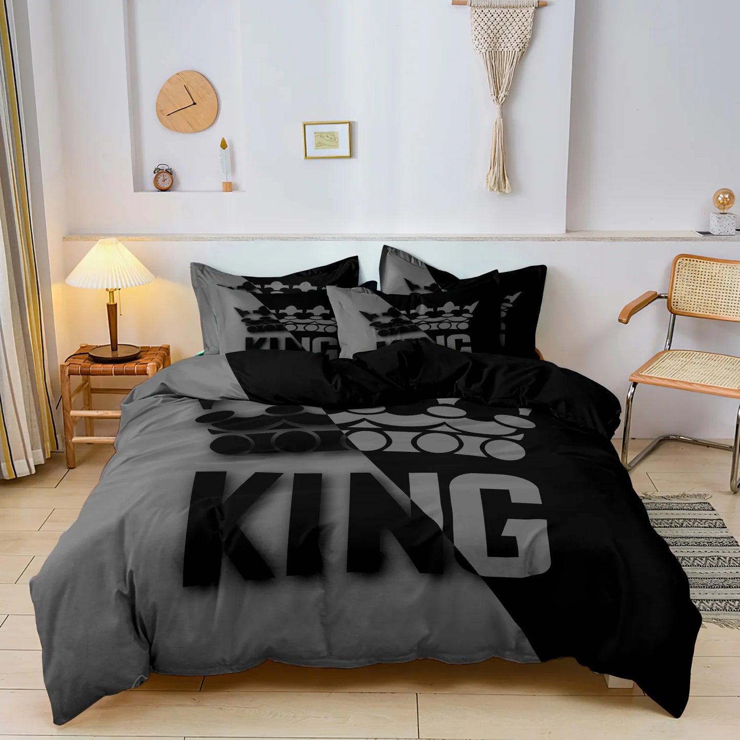 3pcs King &Queen Size Bed Pattern Down Duvet Cover Set Soft and Comfortable Bedroom and Dormitory Decoration Bedding Set