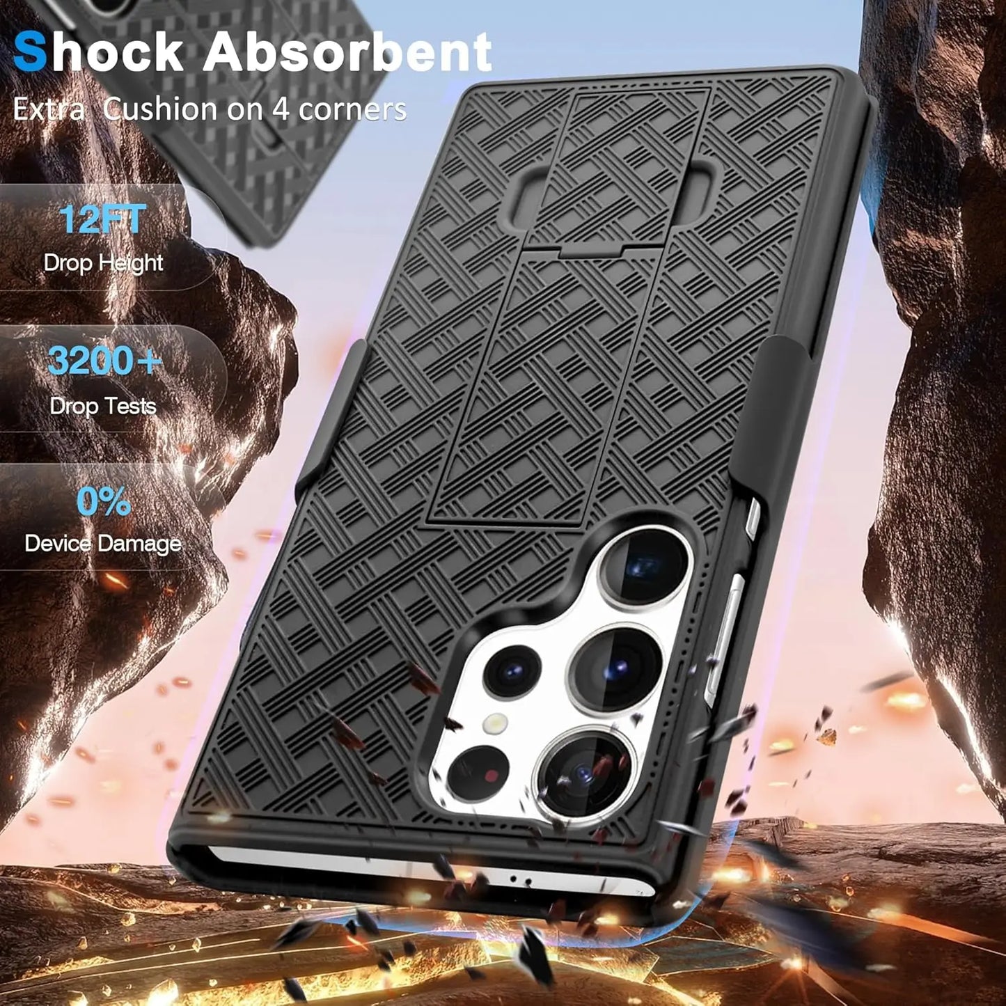 S25 Case Rugged Combo Shockproof Armor Belt Clip Holster Cover for Samsung S24 Ultra S23 S21 S22 Plus Note 20 Stand Swivel Capa