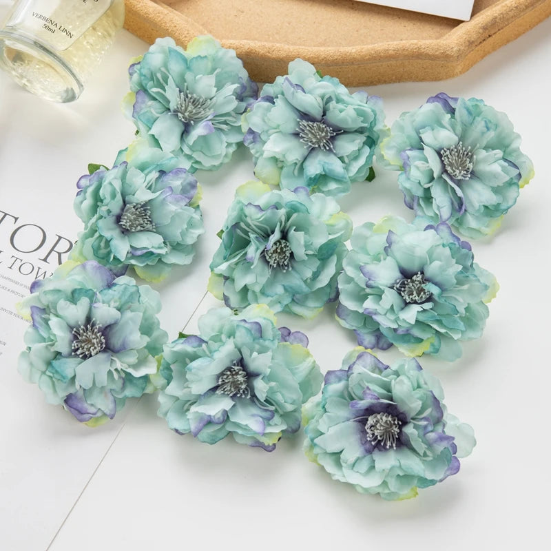 5/10pcs Artificial Flower Silk Peony Scrapbook Diy Home Vase Christmas Wreath Wedding Wall Decoration Garden Arch Accessories