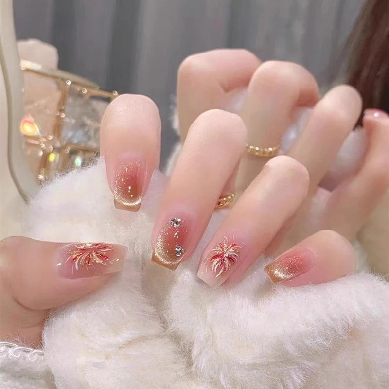 Cat Eye Press on Nails - Fake False Stick-on Nails Tips, Reusable Nail Tips Set for Women