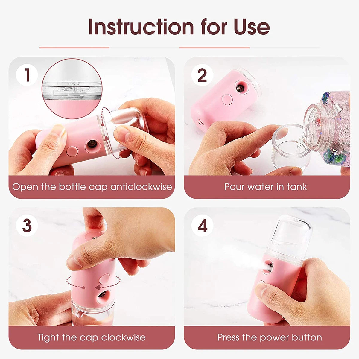 Portable Mini Facial Steamer Face Skin Care Nano Mist Sprayer Vaporizer Beauty Water Spa Nebulizer Humidifier USB Rechargeable