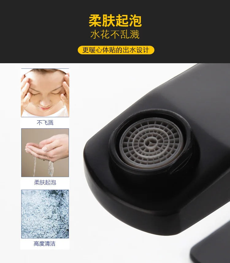 Black Plated Square Stainless Steel Bathroom Basin Faucet Square Vanity Sink Mixer Hot & Cold Lavotory Tap