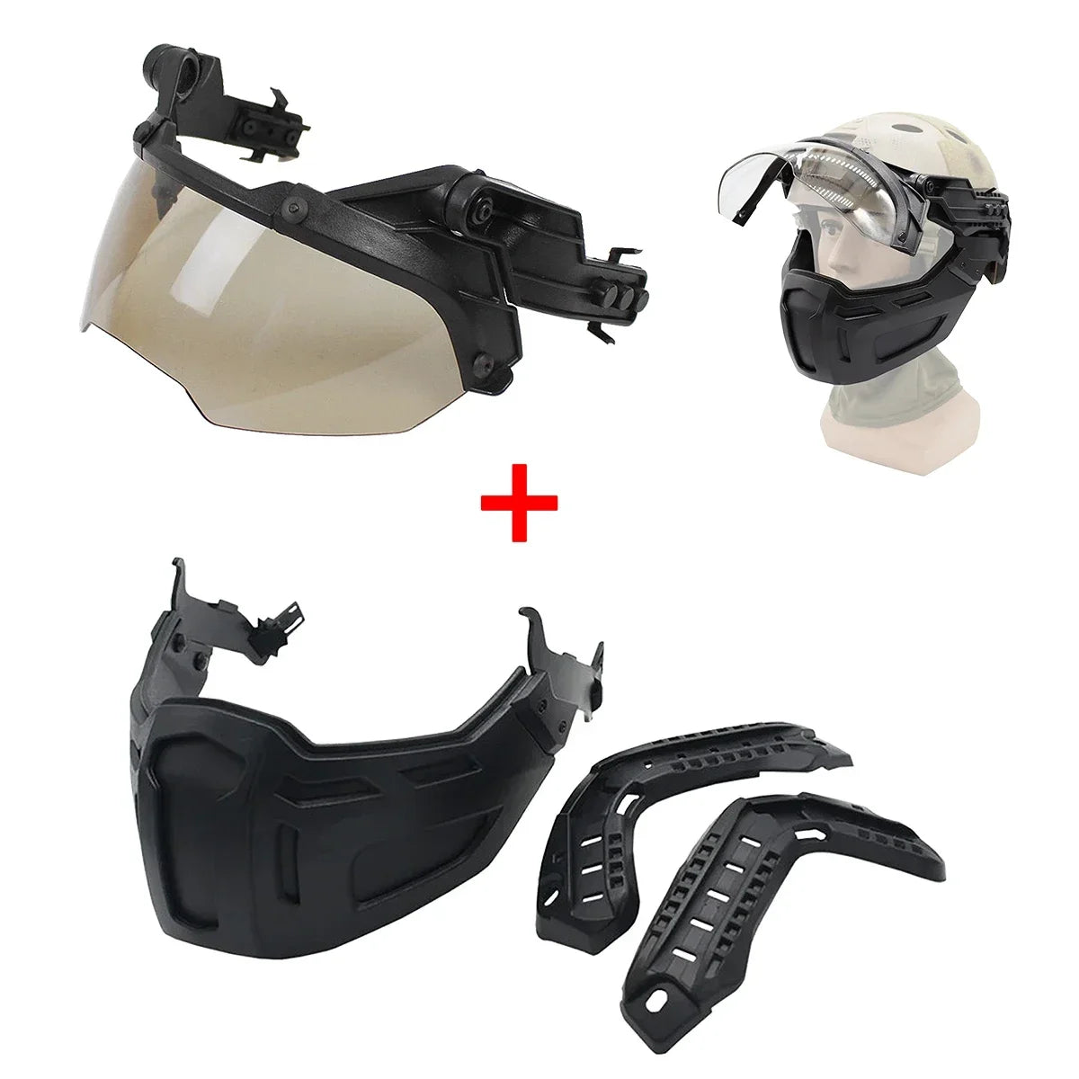 Tactical FAST Helmet Flip Goggles With Half Face Mask Hunting CS Games Airsoft Paintball Mask Helmet Accessories Protect Gear
