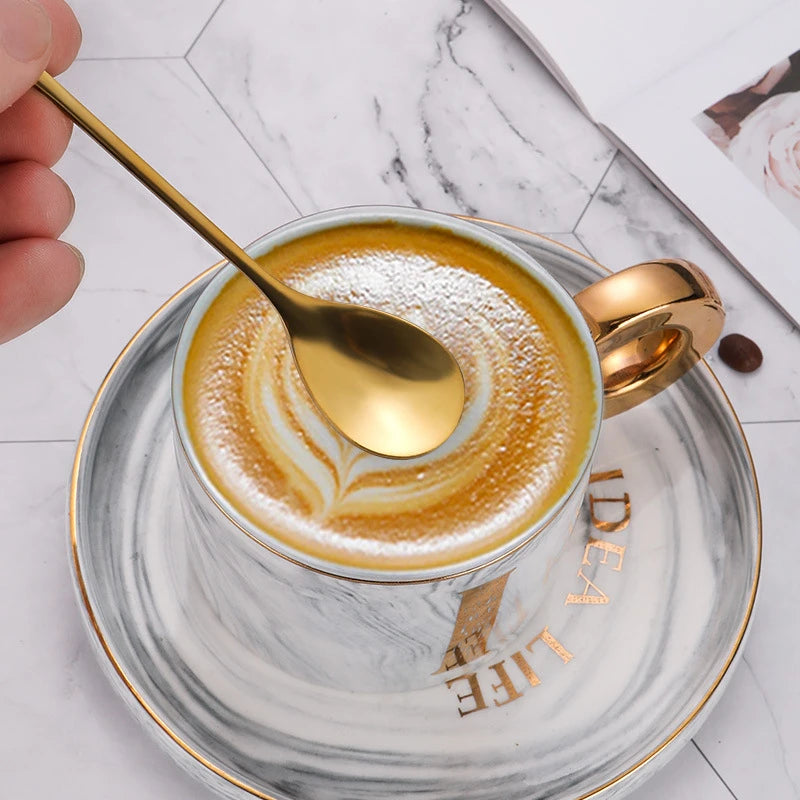 6PCS Creative Personality Stainless Steel Gold Spoons Tree Leaf Spoon Coffee Spoon Tea Spoon Home Restaurant Dessert Cutlery Set