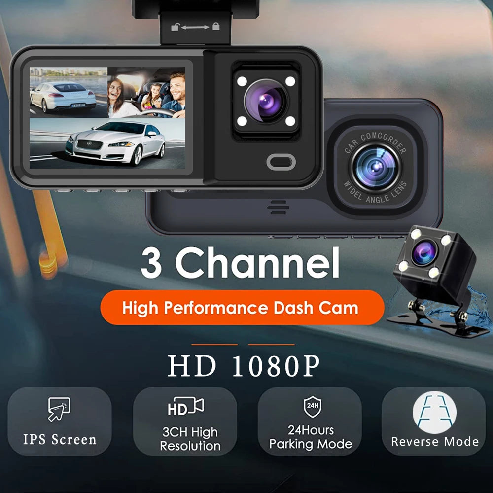 3 Camera 1080P Car Dvr Cabin Mini Dash Cam Interior Vehicle Three Way DVR 3 Channel Recorder Video Registrator Dashcam Camcorder