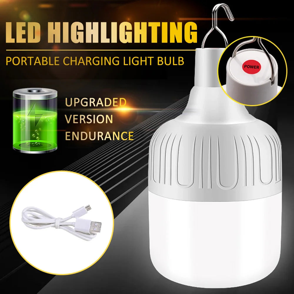 Portable Tent Lamp Battery Lantern BBQ Camping Light Outdoor Bulb USB LED Emergency Lights For Patio Porch Garden