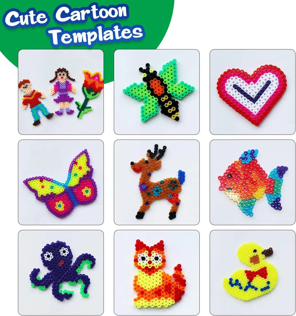 20PCS 5mm Fuse Beads Boards Clear Perler Hama Beads Pegboards Tweezers Hang Ropes Keychains Small Hoops for Kids DIY Craft Beads