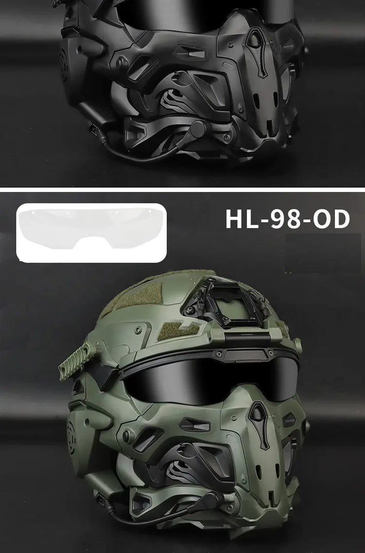 Tactical Assault Helmet with Fans and Headphone For Hunting Motorcycle Cosplay Protective Gear Full Covered Mask Fast Helmet