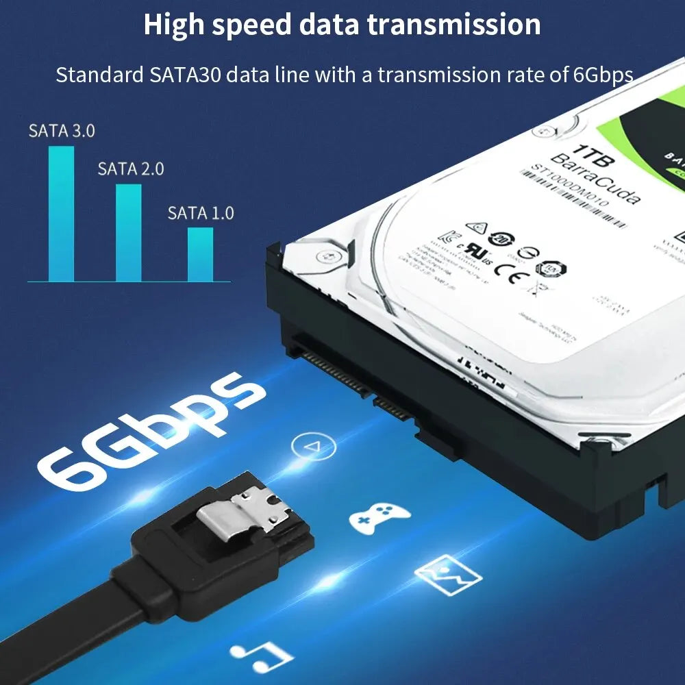 TISHRIC SATA Cable Sata3.0 Solid State Hard Disk Serial Data Cable Multi-Spec Flexible Sata Hard Disk Fast Transmission Cable