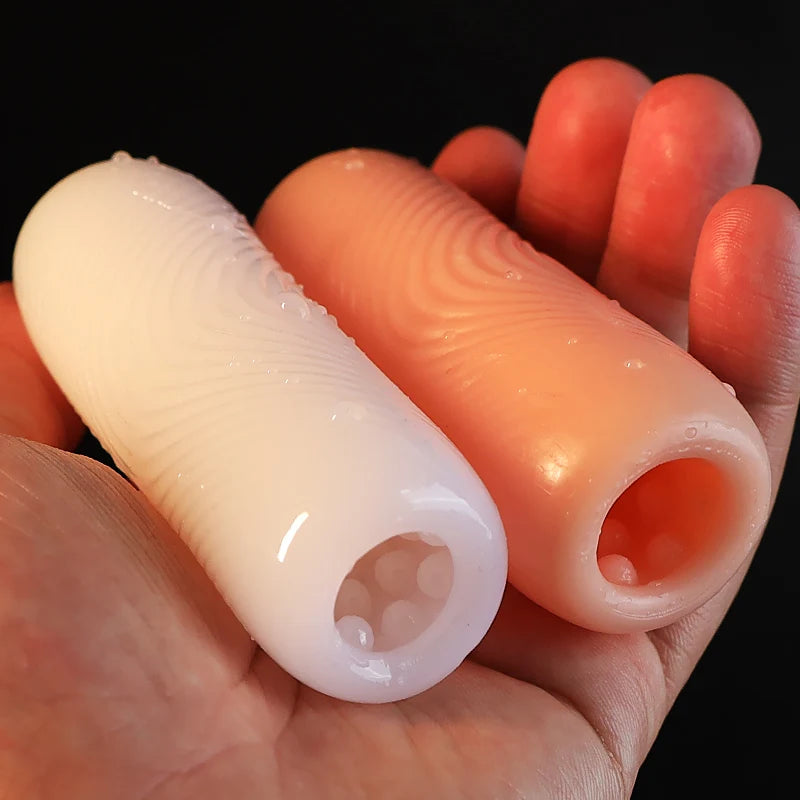 Lengthen Penis Sleeve Silicone Condoms Male Cock Ring Extender Sleeve Penis Enlargement Sex Toys For Men Adult Sex Products