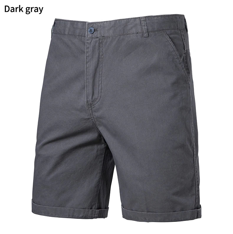 8 Colors Mens Cotton Casual Shorts Summer Business Casual Knee Pants Classic Khaki American Style Streetwear Golf Shorts Beige