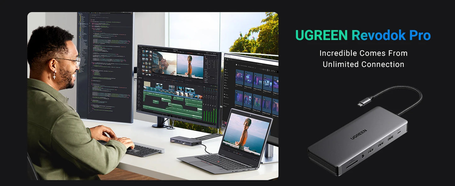 UGREEN USB C Docking Station 13 in 1 4K Triple Display Dual HDMI 10Gbps USB C HUB 100W PD SD/TF for MacBook Pro Air Dell XPS