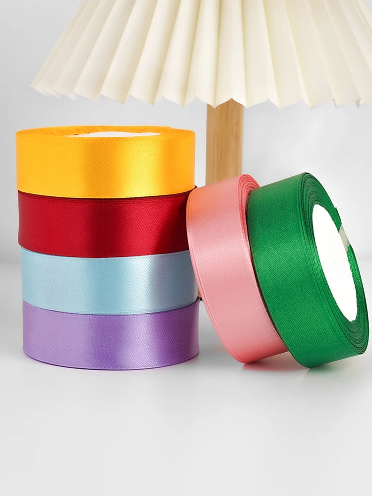 25yards/roll 1inch Satin Ribbon DIY Handmade Crafts Gift Box Flower Cake Decoration Wedding Birthday Party Festival Supplies