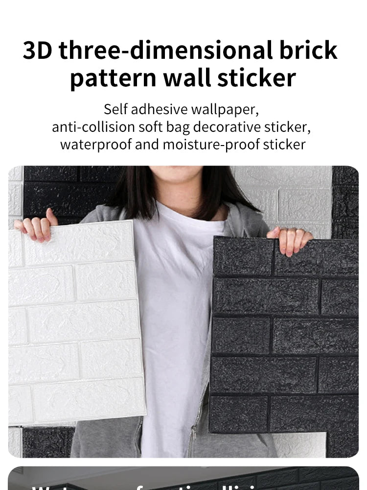 3D Three-dimensional Wall Stickers Self-adhesive Wallpaper Anti-collision Decorative Stickers 10pc