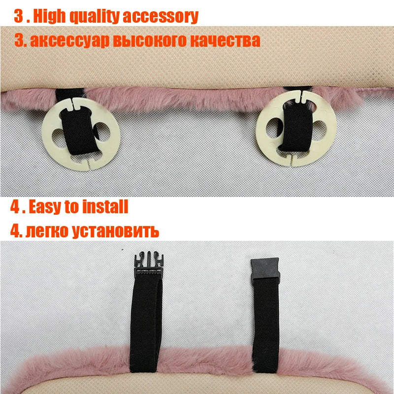Plush Car Seat Cover Universal Front Backrest Winter Warm Long Faux Fur Non-Slip Seat Cushion Pad  Automobiles Seat Protector