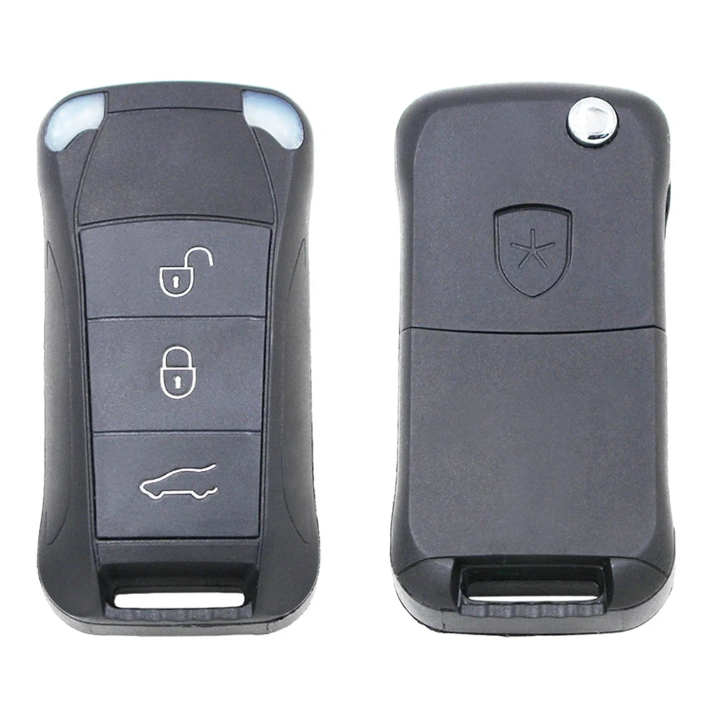 2003+ for Porsche 3-Button Flip Remote Key Shell Case Fob for Porsche Cayenne Uncut HU66 Blade