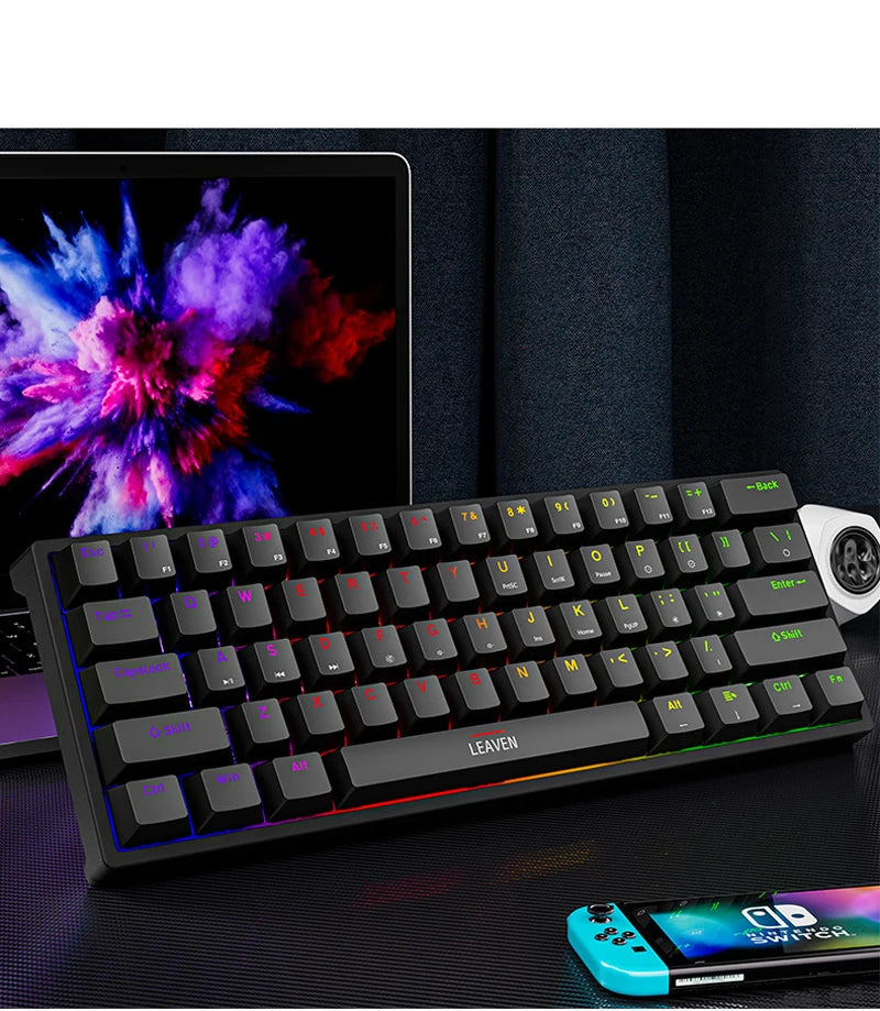 USB K620 Mini Backlit RGB Gaming Mechanical Keyboard Gamer Mechanic Kit 60 Percent DIY Custom PBT Keycap Hotswap USB PC Laptop N