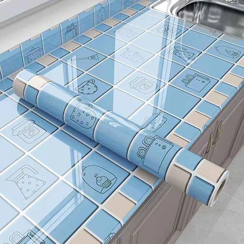 Kitchen Oil Resistant Stickers Waterproof Self-adhesive Wallpaper Stove Countertop Protective Pad Cabinet Countertop Marble Film