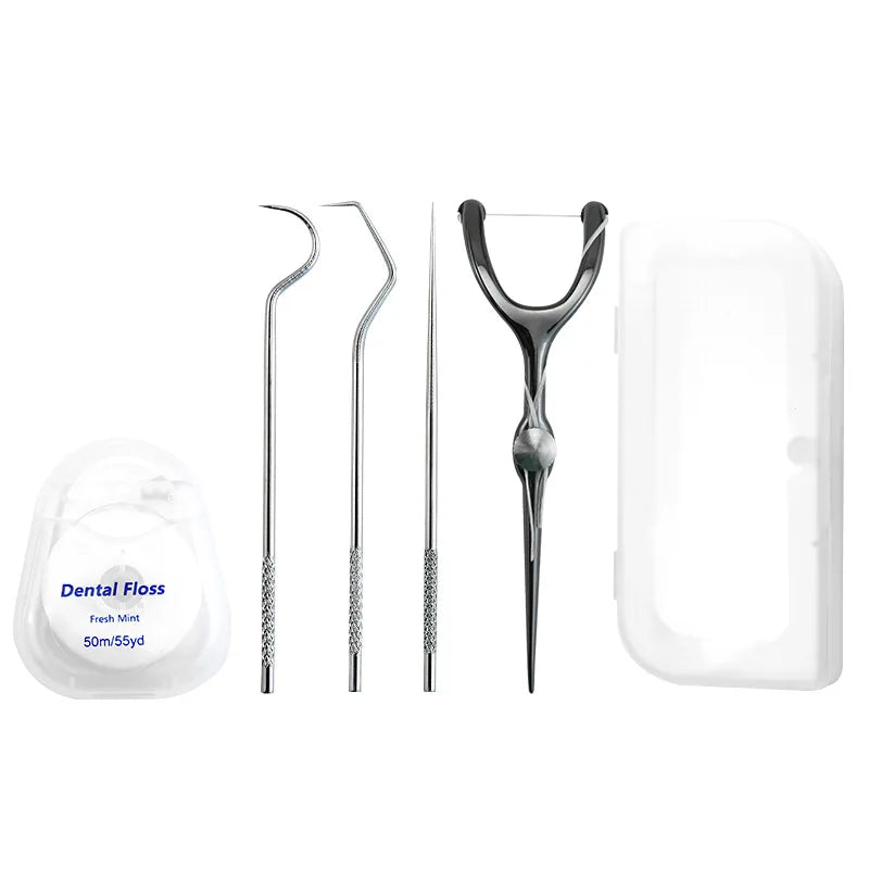 Replaceable Dental Floss Stainless Steel Y Shape Floss Holder Reusable Toothpick Portable Hilo Dental Floss Dental Teeth Sticks