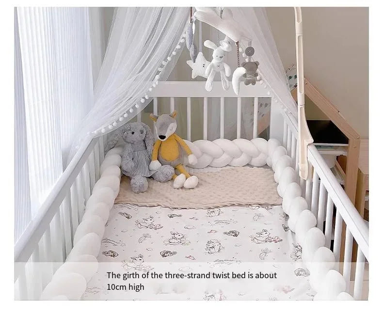 4 Shares 1M Baby Bumper Bed Braid Knot Pillow Baby Cot Bumper Kid’s Safety Bed Rails Decorative Baby Bed Baby Bed Bumper 2M