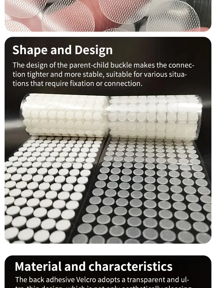 10mm 500 Pairs of round Velcro Transparent Ultra-thin Strong Self-adhesive Kindergarten Wall Stickers