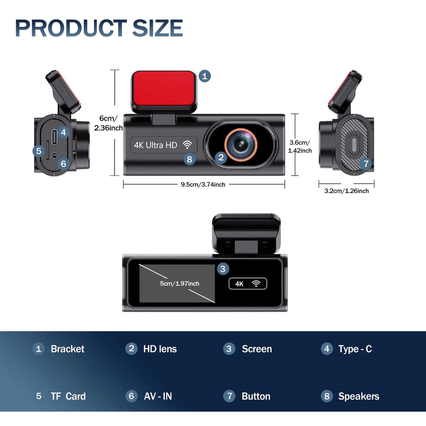 Aprilboy 4K WIFI Dash Cam Mini CAR DVR Front and Rear Dual Lens With 1080P Black Box Room Night Vision Camera Parking Monitor