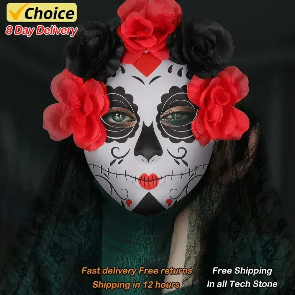 Baimu Toys Ghost Bride Day of the Dead Halloween Mask Party Dance Cosplay Dress Up Adults Masquerade Props Horror Carnivals Mask