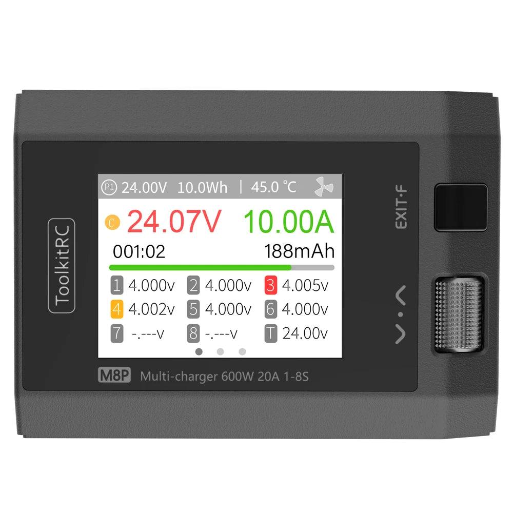 ToolkitRC M8P Charger with an increase in accuracy power of 600W 20A 5V 1-8S Multifunctional signal testing M8S upgraded