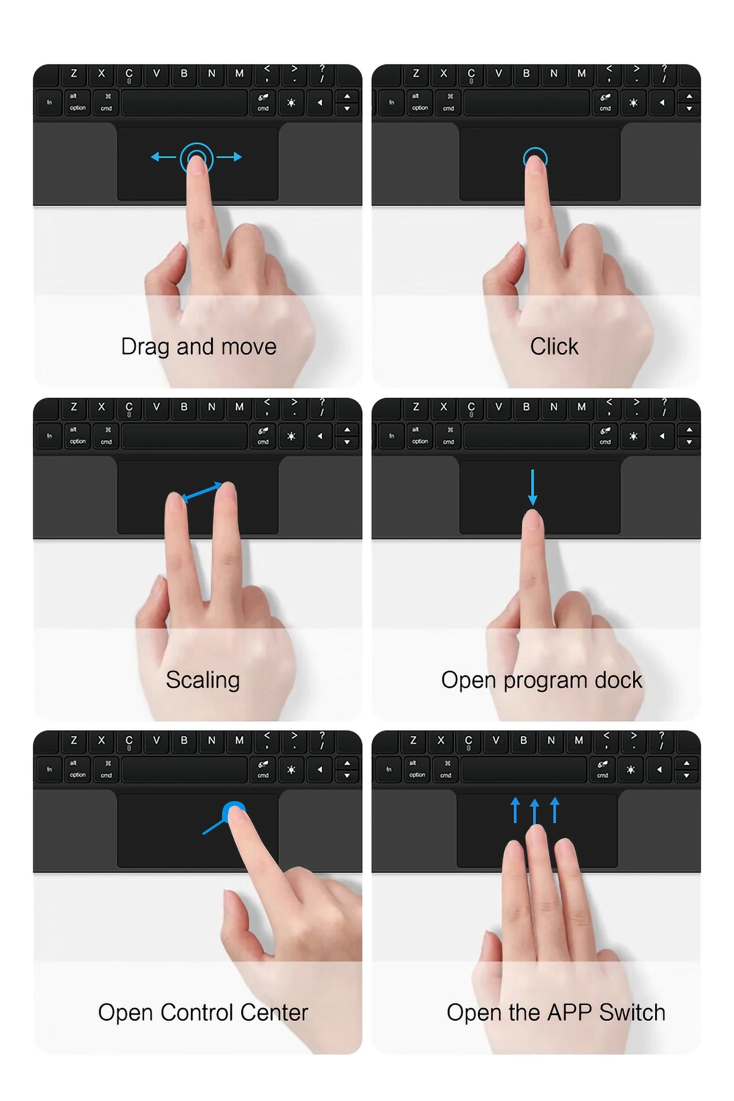 AJIUYU Magic Keyboard Folio For iPad Pro 11 inch (M4) 2024 A2836 A2837 Smart Magnetic Case Multi-touch Backlight Keyboard Cover