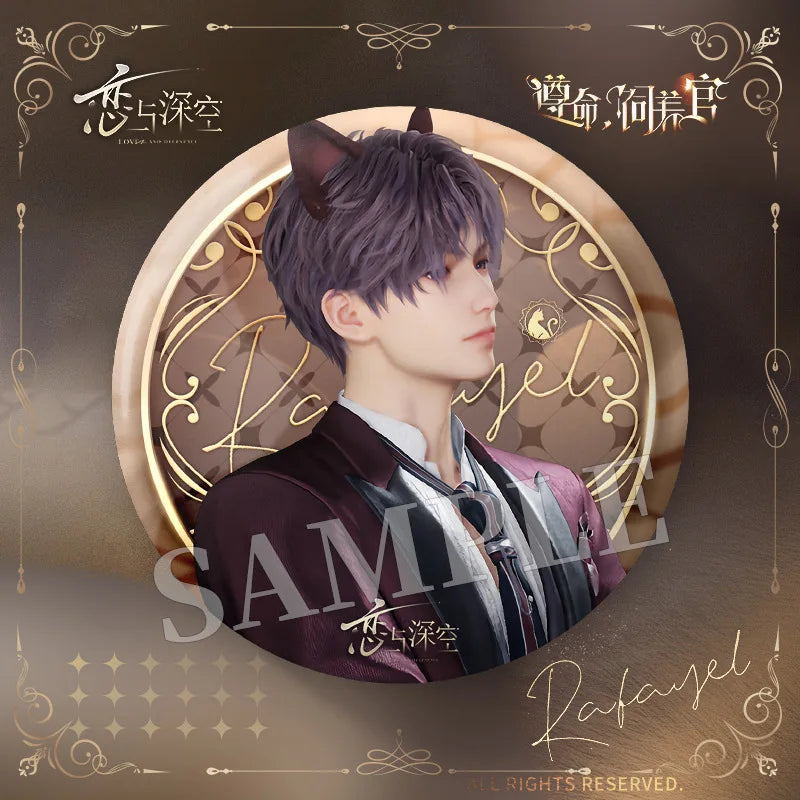 2025 75MM Love and Deepspace Sylus Rafayel Zayne Xavier Caleb Anime Flash Breeder Badge Emblem Brooch Cospaly Cartoon Gifts New