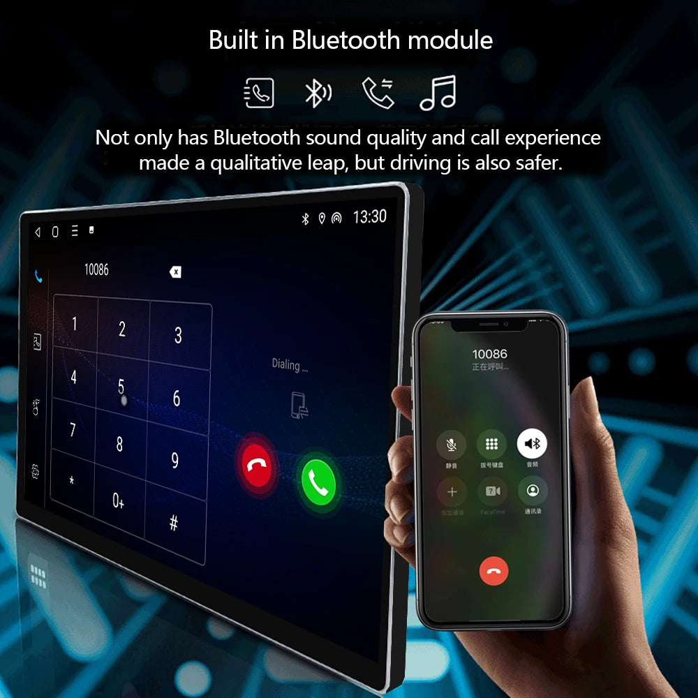 Android12 Car Radio Auto 8 Core 4+64G Din 9"/10" Universal QLED In-Dash GPS Navigation with Wireless CarPlay Reverse Camera AHD