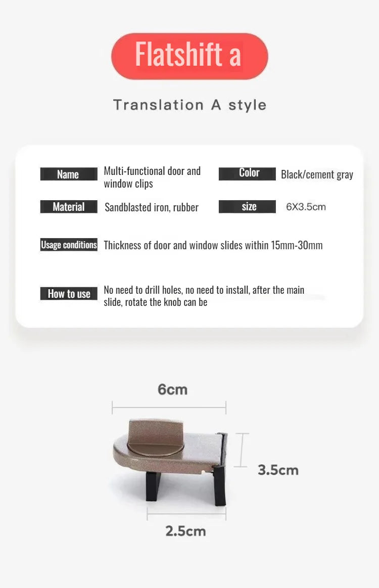 High-Rise Sliding Window Anti-Fall Lock, No-Drill Anti-Theft Safety Buckle, Adjustable Push-Pull Door Limiter, Durable Secure