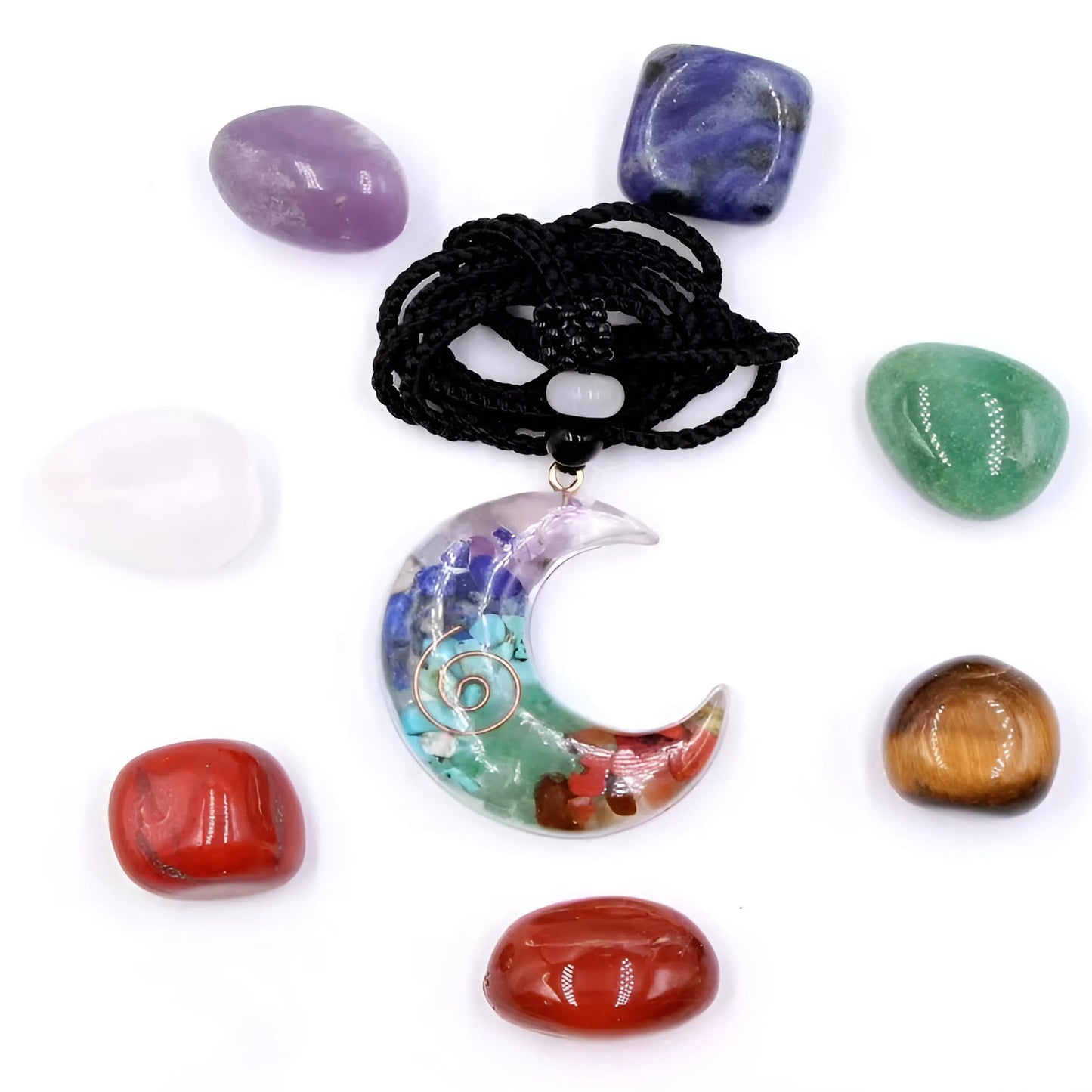7 Chakra Healing Crystals Set Orgone Energy Pendant Necklace + Chakra Crystal Stones Kit