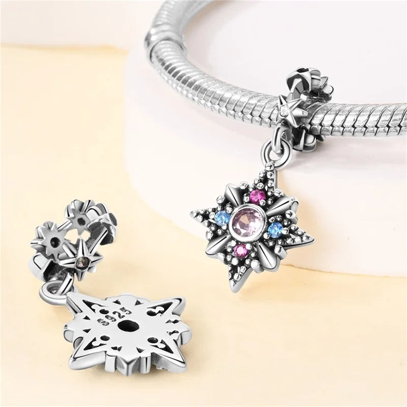 Hot Sale 925 Silver Classic Purple Retro Heart Shape Lotus Angel Pattern Charms Beads Fit 3mm Original Bracelet DIY Jewelry Gift