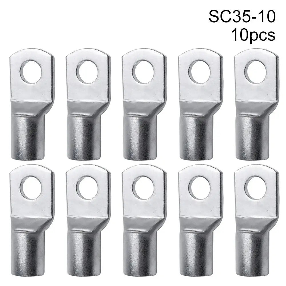 10pcs 16-35mm2 SC16-6 SC25-6 SC35-6 Tinned Copper Wire Nose Terminal Crimp SC Type Lugs Ring Cable Connector Kit