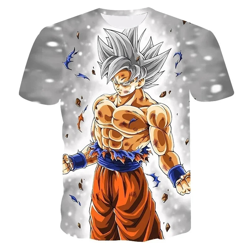 Aby Boys Girls T-shirts Kids Cartoon Anime Graphic Print 3D Goku Short Sleeve T Shirt Tops Tees Children Clothes