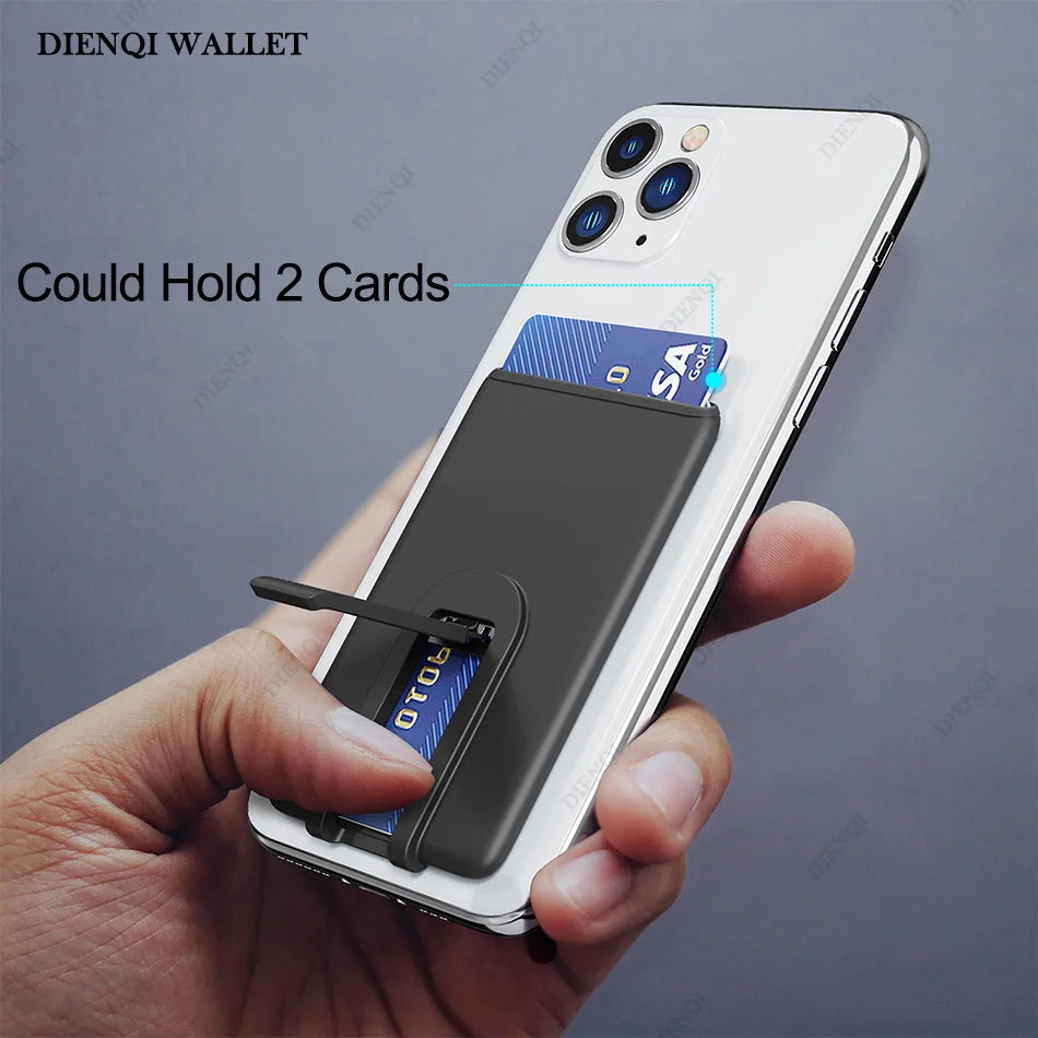 DIENQI Silicone Phone Card Holder Mobile Cell Phone Stand Credit Cardholder Fashion Adhesive Sticker Pocket for Iphone Samsung