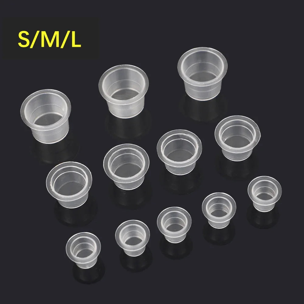 100pcs Tattoo Large Medium Small Ink Pigment Cup Ring Transparent Microblading Cap Lip Eyebrow PMU Bleaching Supplies Cream
