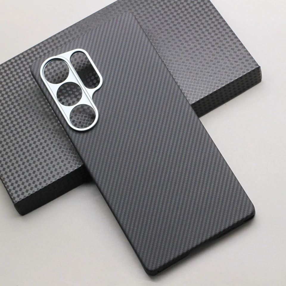 HANWOR Magnetic Carbon Fiber Phone Case for Samsung Galaxy S25 Ultra 600D Aramid Fiber Magnetic Cover S25 Ultra Magsafe Case